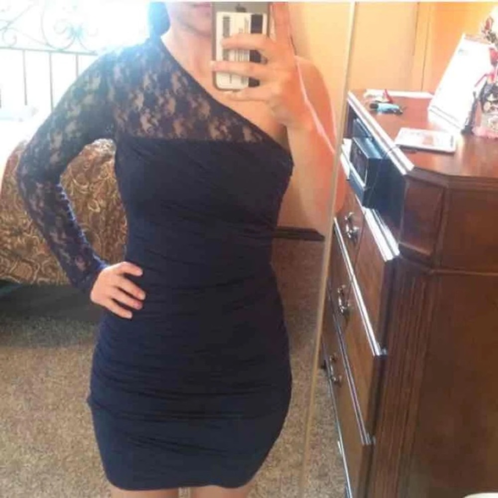 Navy blue one sleeve dress